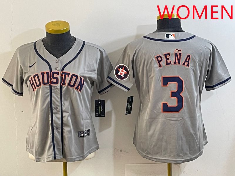 Women Houston Astros 3 Pena Grey Game 2025 Nike MLB Jersey style 1